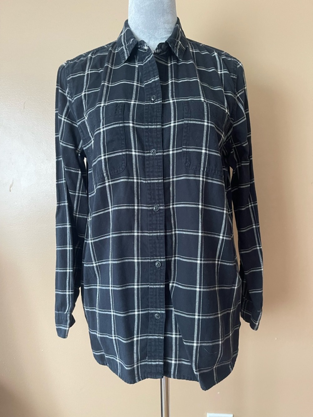 Madewell classic Black  Plaid Cotton Button-Up medium